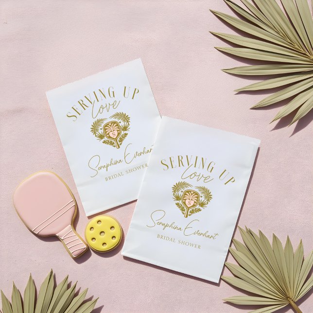 Retro Tropical Palm Tree Pickleball Bridal Shower Favour Bag (Retro Tropical Palm Tree Pickleball Bridal Shower Favor Bag)