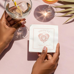 Retro Tropical Palm Tree Pickleball Bridal Shower  Foil Napkins