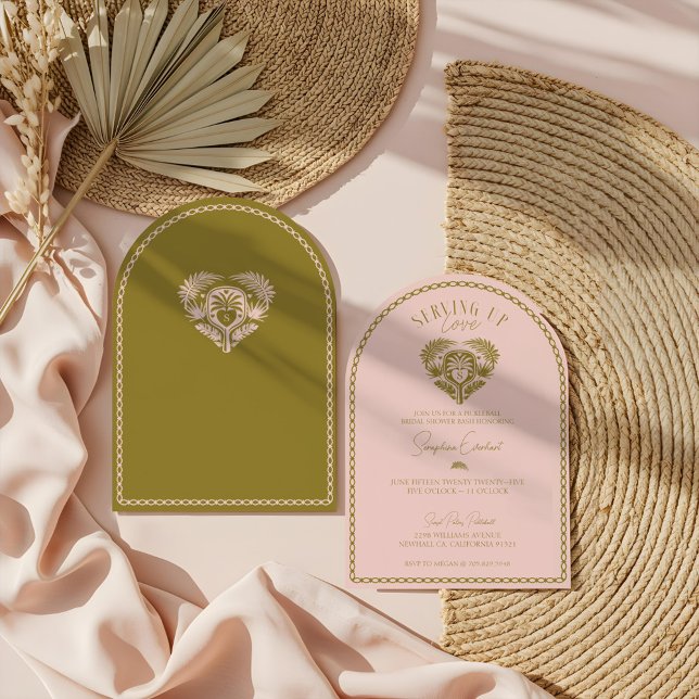 Retro Tropical Palm Tree Pickleball Bridal Shower Invitation (Retro Tropical Palm Tree Pickleball Bridal Shower Invitation)