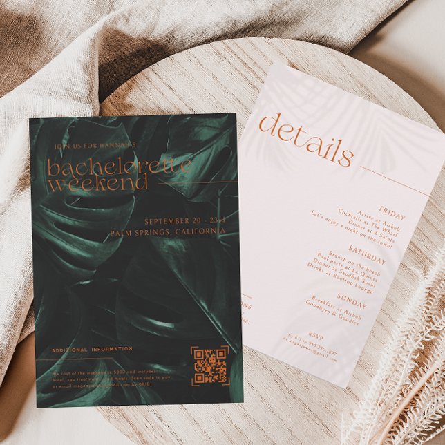 Retro Tropical Palms | Bachelorette Weekend Invitation (Creator Uploaded)