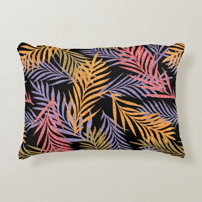 Retro tropical pattern of palm leaf. decorative cushion (Front)