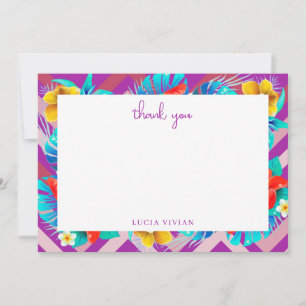 Retro Tropical Summer Fuchsia Bridal Shower Thank You Card