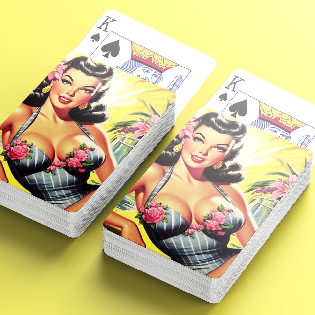 Retro Tropical Summer Pin up Playing Cards (Creator Uploaded)