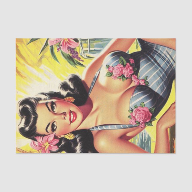 Retro Tropical Summer Pin up Tissue Paper (Front)