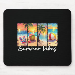Retro Tropical Summer Sunset Beach Palms Summer Mouse Pad