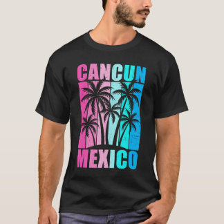 Retro Tropical Sunset Cancun Beach Mexico Summer V T-Shirt
