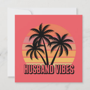 Retro Tropical Sunset Husband Vibes Holiday Card