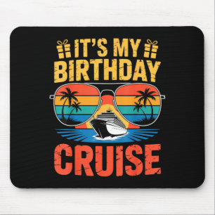 Retro tropical sunset ocean vacation birthday mouse pad