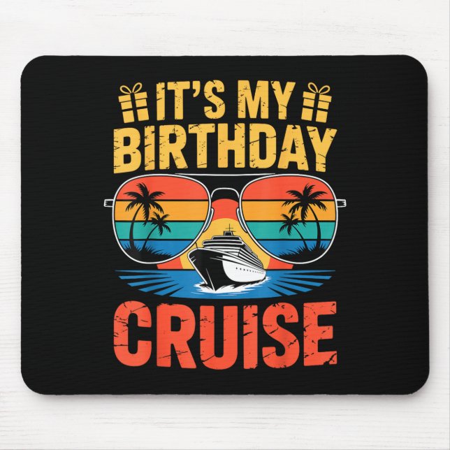 Retro tropical sunset ocean vacation birthday mouse pad (Front)