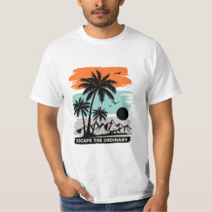 Retro Tropical Sunset Palm Tree T-Shirt – Minimal