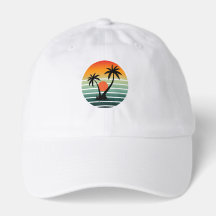 Retro Tropical Sunset with Palm Trees
