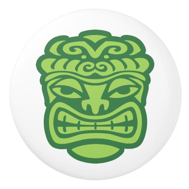 Retro Tropical Tiki Beach Ceramic Knob (Front)