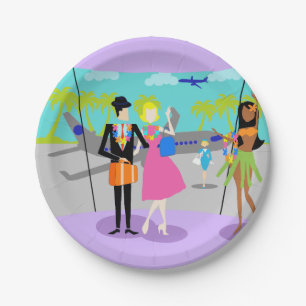 Retro Tropical Vacation Paper Plate