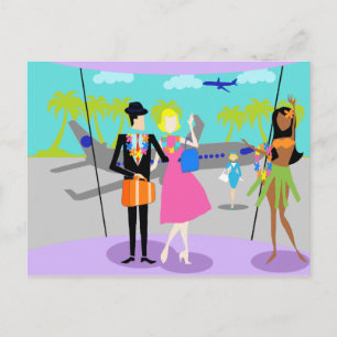 Retro Tropical Vacation Postcard
