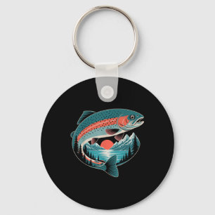 Retro Trout Fishing Nature Lover Mountain Lake Gif Key Ring
