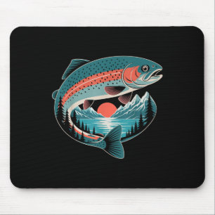 Retro Trout Fishing Nature Lover Mountain Lake Gif Mouse Pad