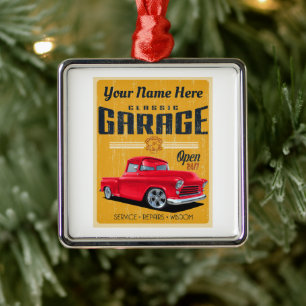 Retro Truck Garage Metal Ornament