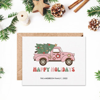 Retro Truck Happy Holidays Christmas Card
