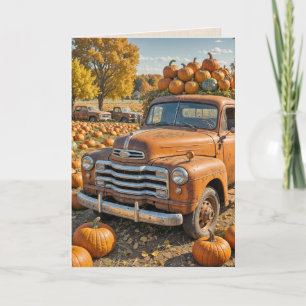 Retro Truck With Pumpkins for Thanksgiving  Card