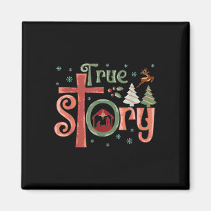 Retro True Story Jesus Christmas Nativity Scene Ch Magnet