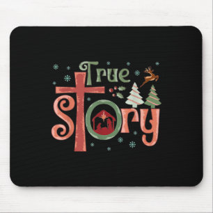 Retro True Story Jesus Christmas Nativity Scene Ch Mouse Pad