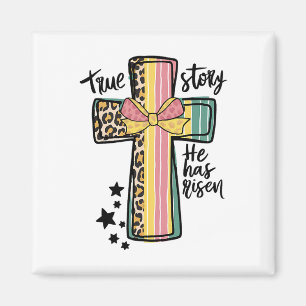 Retro True Story Leopard Cross Christians Easter D Magnet