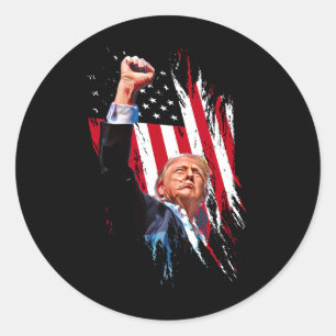 Retro Trump Fist Pump Usa Flag Mega Voting Electio Classic Round Sticker
