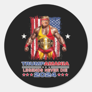 Retro Trump Funny Wrestling Meme Trumpamania 2024 Classic Round Sticker