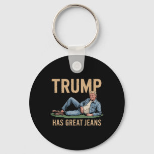 Retro Trump Has Great Jeans Funny Meme Key Ring
