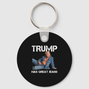 Retro Trump Has Great Jeans Meme Vintage Key Ring