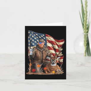 Retro Trump Hunting Deer Funny Beer Drinking Beer Card