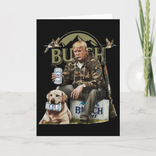 Retro Trump Hunting Deer Funny Beer Drinking Beer Card