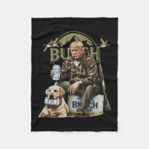 Retro Trump Hunting Deer Funny Beer Drinking Beer Fleece Blanket