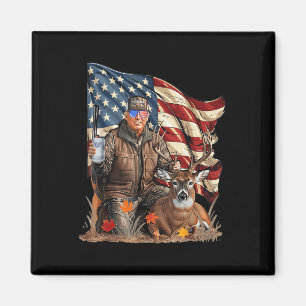 Retro Trump Hunting Deer Funny Beer Drinking Beer Magnet
