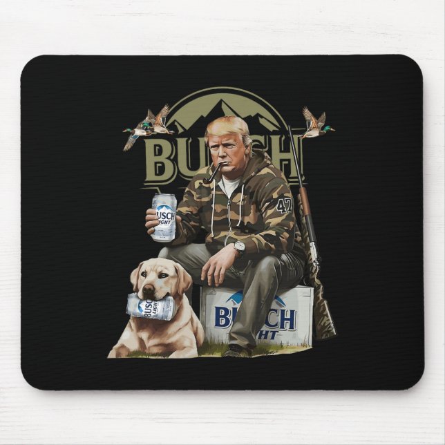 Retro Trump Hunting Deer Funny Beer Drinking Beer  Mouse Pad (Front)