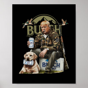 Retro Trump Hunting Deer Funny Beer Drinking Beer Poster