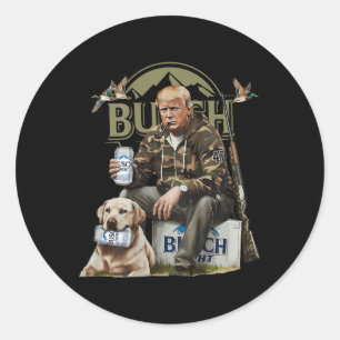 Retro Trump Hunting Deer Funny Beer Drinking Classic Round Sticker