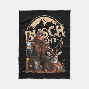 Retro Trump Hunting Deer Funny Beer Drinking Fleece Blanket