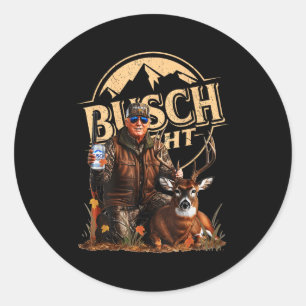 Retro Trump Hunting Deer Funny Beer Drinking Hunti Classic Round Sticker