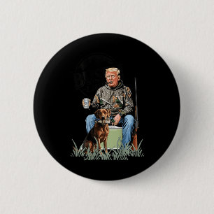 Retro Trump Hunting Deer Funny Drinking Beer Hunti 6 Cm Round Badge