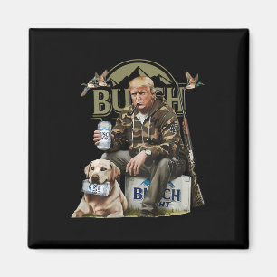 Retro Trump Hunting Deer Funny Drinking Beer Hunti Magnet