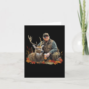 Retro Trump Hunting Deer Funny Reindeer Drinking B Card