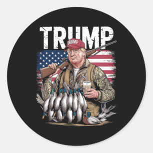 Retro Trump Hunting Duck Hello Hunting Camo Huntin Classic Round Sticker