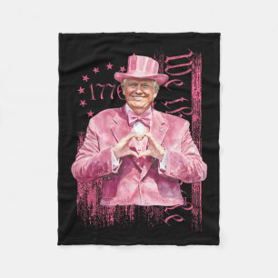 Retro Trump Pink 45 47 Usa 1776 Flag We The People Fleece Blanket