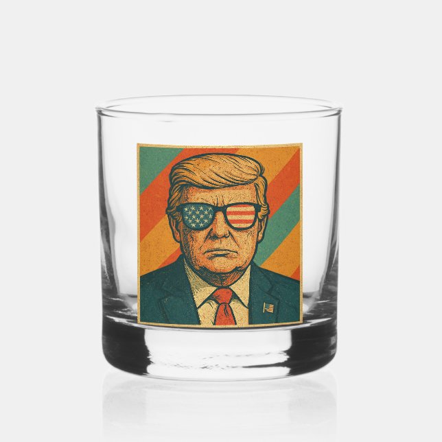 Retro Trump Rocks Glass (Front)