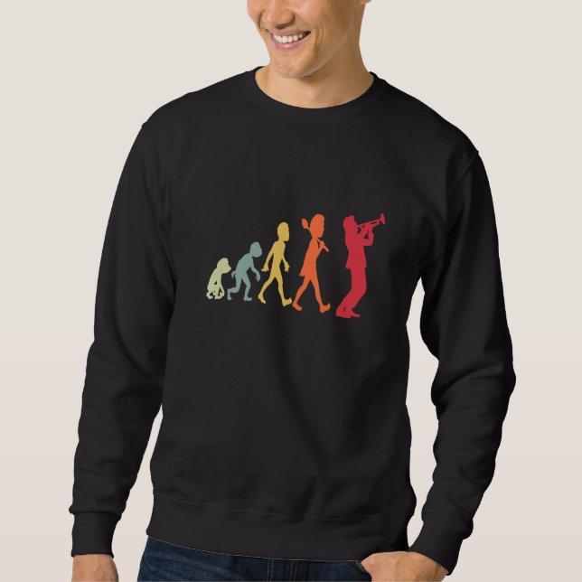 Retro Trumpet Evolution Funny For Trumpet Player Sweatshirt (Front)