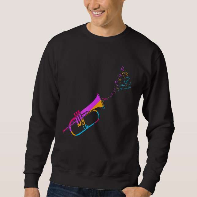 Retro Trumpet Trumpeter Musician Musical Instrumen Sweatshirt (Front)