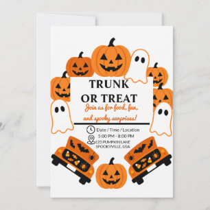 Retro Trunk or Treat Community Halloween Party Invitation