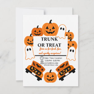 Retro Trunk or Treat Community Halloween Party RSVP Card