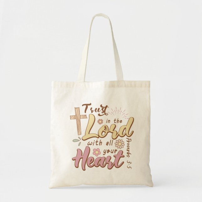 Retro Trust in the Lord Bible Verse Tote Bag (Front)